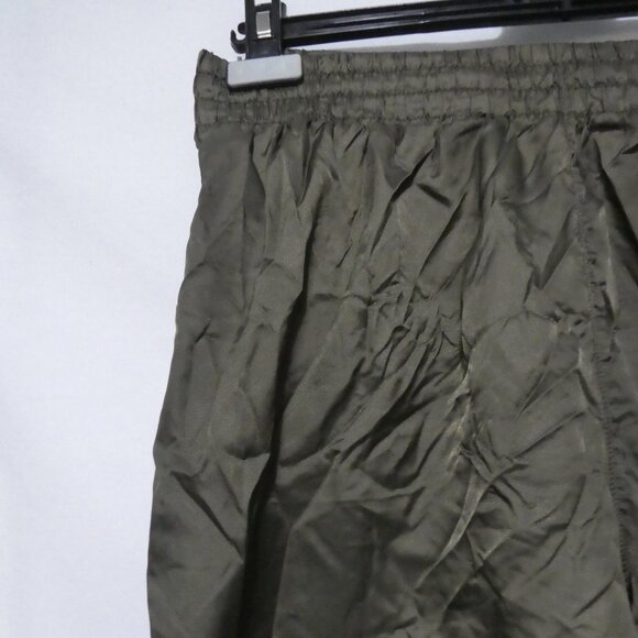 ADIDAS | large | Olive Green Exercise Shorts W/ White Stripe Panels | No Pockets - Picture 3 of 16